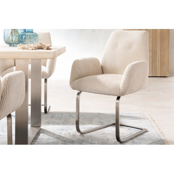 DENNING prémium kordbársony étkezőszék - beige/szürke
