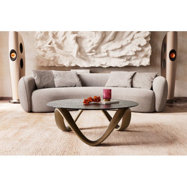 MERIDA design dohányzóasztal - 90cm - arany/ezüst