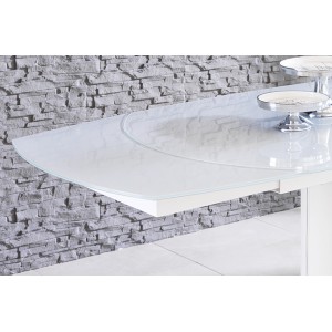 KYOTO bővíthető üveg design étkezőasztal fehér/fehér STONES