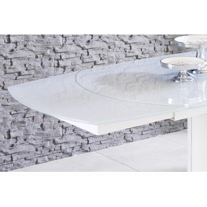 KYOTO bővíthető üveg design étkezőasztal fehér/fehér STONES