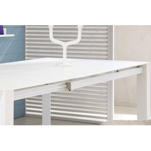 TRIANGOLO S design savmart üveg bővíthető étkezőasztal - fehér