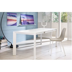 TRIANGOLO S design savmart üveg bővíthető étkezőasztal - fehér STONES