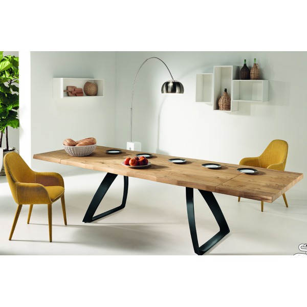 PONTE tölgyfa dekor bővíthető design étkezőasztal - natur/fekete