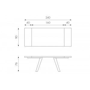 PONTE tölgyfa dekor bővíthető design étkezőasztal - natur/fekete