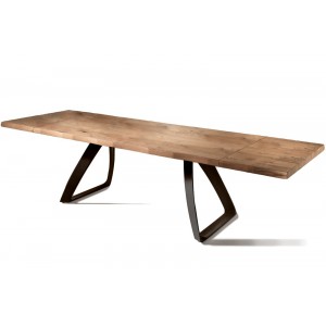 PONTE tölgyfa dekor bővíthető design étkezőasztal - natur/fekete
