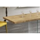 VOLARE tölgyfa dekor bővíthető design étkezőasztal üveg lábakkal