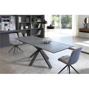 CERAMICA X szürke kerámia lapos bővíthető design étkezőasztal STONES