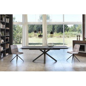 CERAMICA X szürke kerámia lapos bővíthető design étkezőasztal STONES