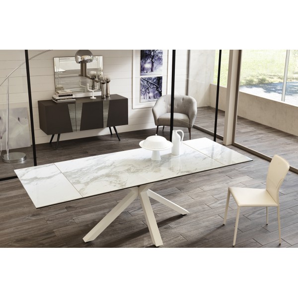 CERAMICA X márvány kerámia lapos bővíthető design étkezőasztal