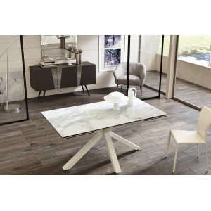 CERAMICA X márvány kerámia lapos bővíthető design étkezőasztal STONES