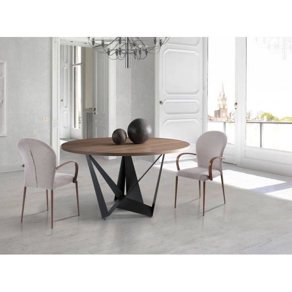 ARTISTIC design kerek étkezőasztal - 150cm - dió/fekete