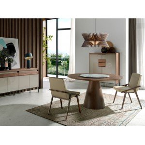 FAUSTO design kerek étkezőasztal - dió ANGEL CERDA