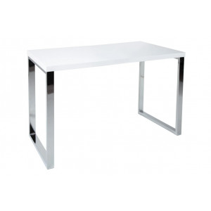 LUMEN modern íróasztal 120 cm – magasfényű fehér / króm