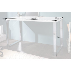 LUMEN modern íróasztal 120 cm – magasfényű fehér / króm