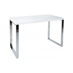 LUMEN modern íróasztal 120 cm – magasfényű fehér / króm INVICTA