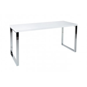 LUMEN modern íróasztal 140 cm – magasfényű fehér / króm