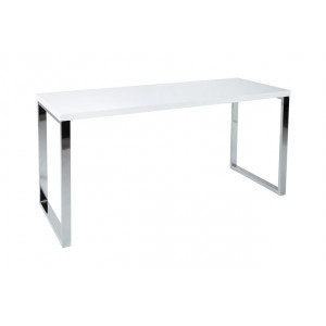 LUMEN modern íróasztal 160 cm – magasfényű fehér / króm