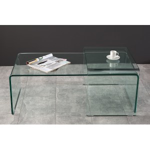 GHOST üveg dohányzóasztal szett - 100cm INVICTA