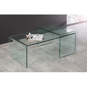 GHOST üveg dohányzóasztal szett - 100cm INVICTA