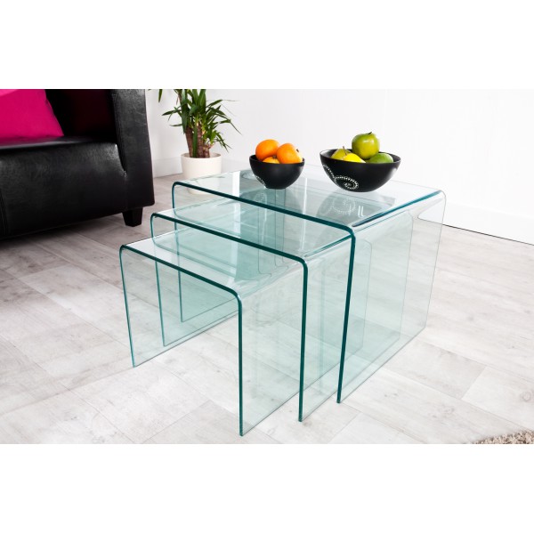 GHOST üveg lerakóasztal szett - 60cm