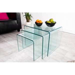 GHOST üveg lerakóasztal szett - 60cm INVICTA