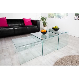 GHOST üveg lerakóasztal szett - 60cm