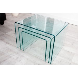 GHOST üveg lerakóasztal szett - 60cm