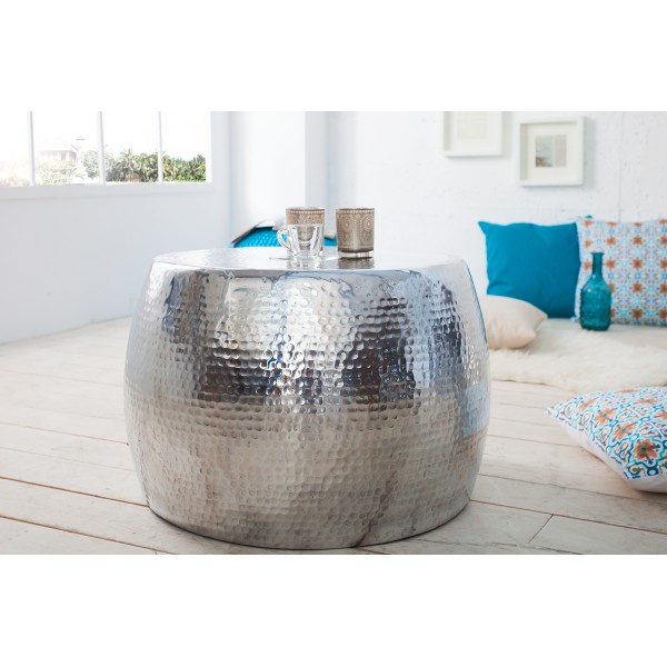 OPTIK modern fém dohányzóasztal - ezüst - 60cm