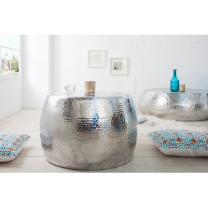 OPTIK modern fém dohányzóasztal - ezüst - 60cm
