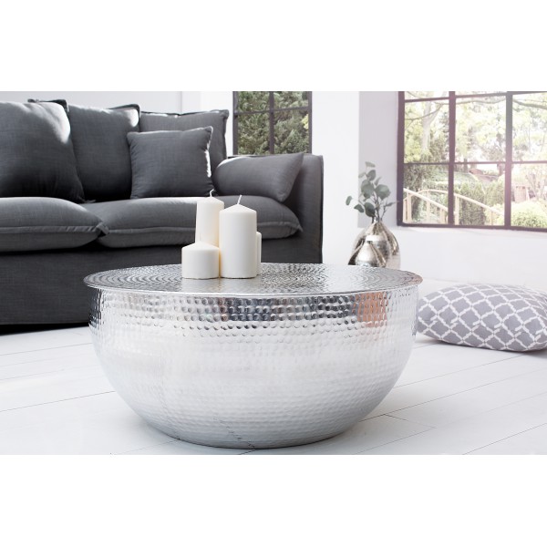 OPTIK-II modern fém dohányzóasztal - ezüst - 60cm