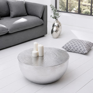 BEAT fém dohányzóasztal 60 cm – ezüst INVICTA
