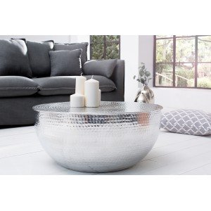 OPTIK-II modern fém dohányzóasztal - ezüst - 60cm INVICTA