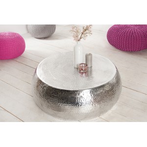 OPTIK modern fém dohányzóasztal - ezüst - 80cm INVICTA