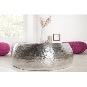 OPTIK modern fém dohányzóasztal - ezüst - 80cm