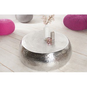 OPTIK modern fém dohányzóasztal - ezüst - 80cm INVICTA