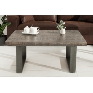 IRON CRAFT mangófa dohányzóasztal - szürke - 100cm