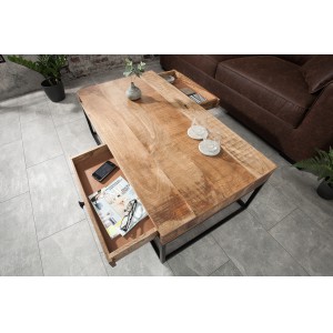 IRON CRAFT mangófa dohányzóasztal - 110cm
