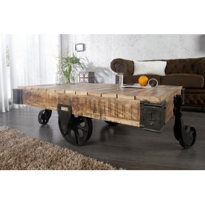 RAILWAY loft dohányzóasztal - 120cm INVICTA
