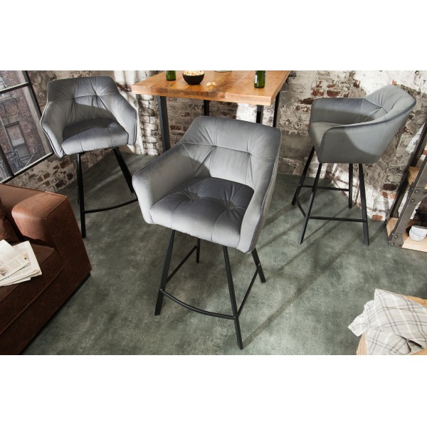 LOFT design bársony bárszék - szürke