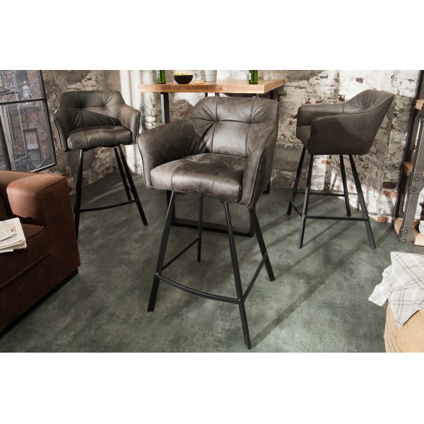 LOFT design bársony bárszék -  tóp szürke