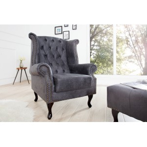 CHESTERFIELD design fotel - antik szürke INVICTA