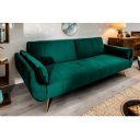 VELVETTA bársony kanapéágy 215 cm – zöld/ arany