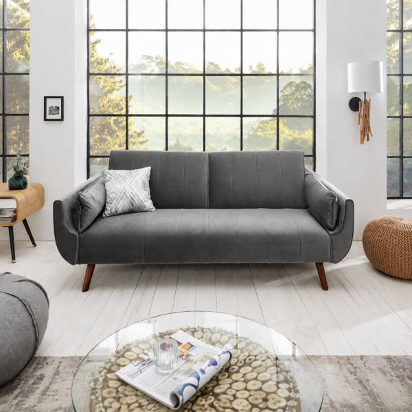 VELVETTA bársony kanapéágy 220 cm – ezüstszürke
