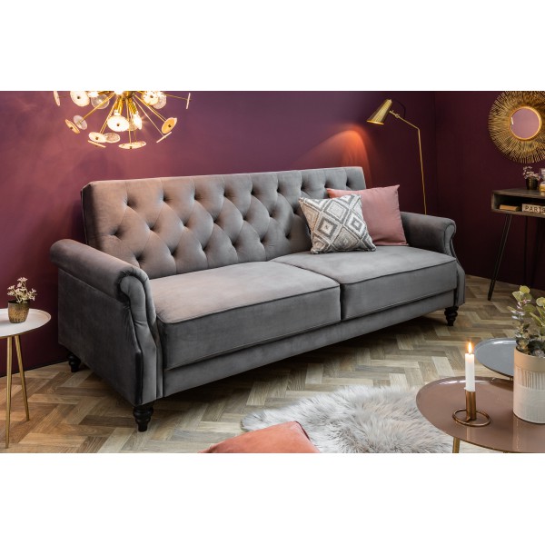 MAISON BELLE-II bársony kanapé - 220cm - szürke