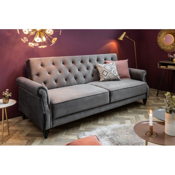 MAISON BELLE-II bársony kanapé - 220cm - szürke