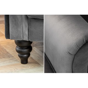 MAISON BELLE-II bársony kanapé - 220cm - szürke