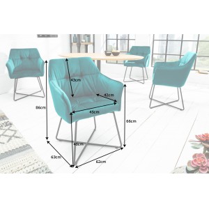 LOFT design bársony szék - türkiz