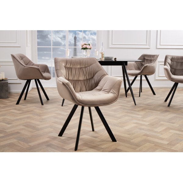 DUTCH COMFORT design bársony szék - greige