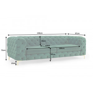 MODERN BAROCK design bársony kanapé - 240cm - zöld