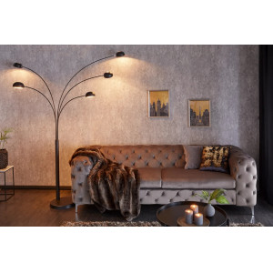 FAN modern ötágú állólámpa 210 cm – fekete / arany